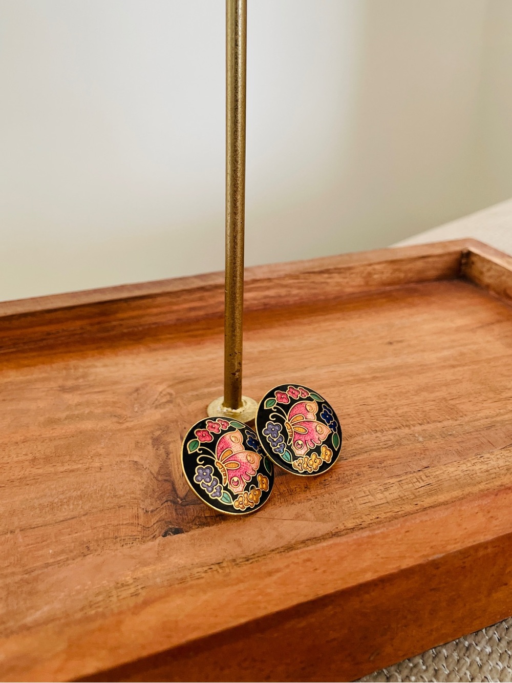 |Rich Cloisonné| Vintage 1980s Enamel Clip-On Earrings